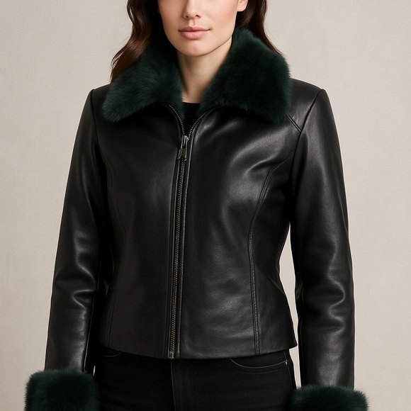 JW PEI Jackets & Blazers - 🖤 JW Genuine Leather Jacket with Faux Fur Trim – Size Small